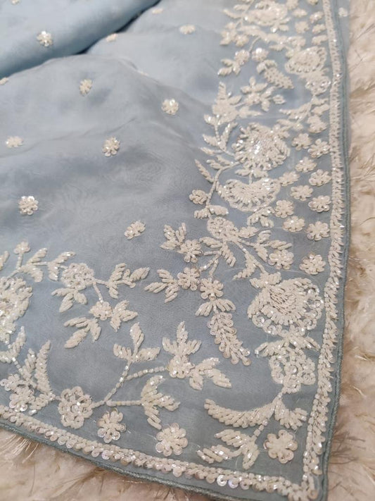 Madhavi zardosi organza saree