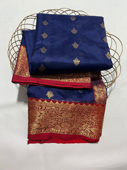 Royal blue Chanderi saree