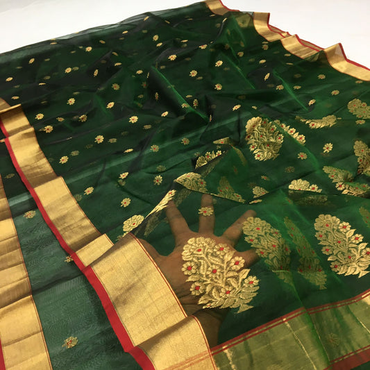 Emerald Chanderi saree