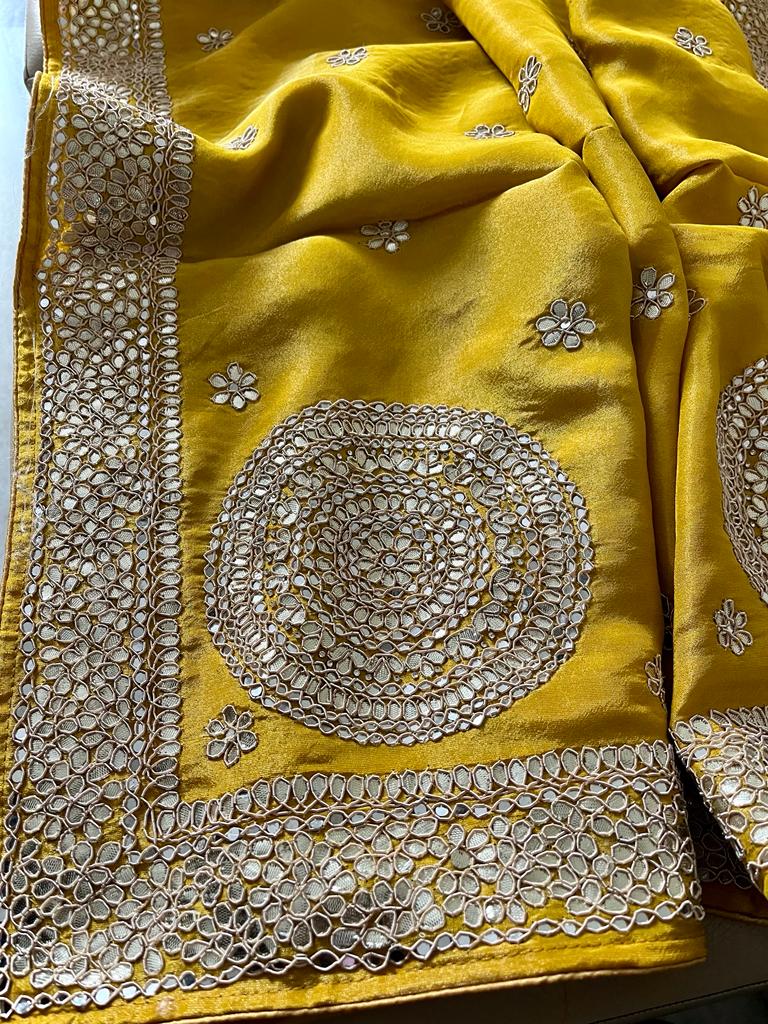 Zanelia tissue zardosi saree