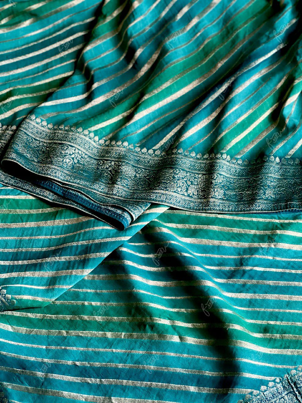 Lehariyan khaddi gorgette saree