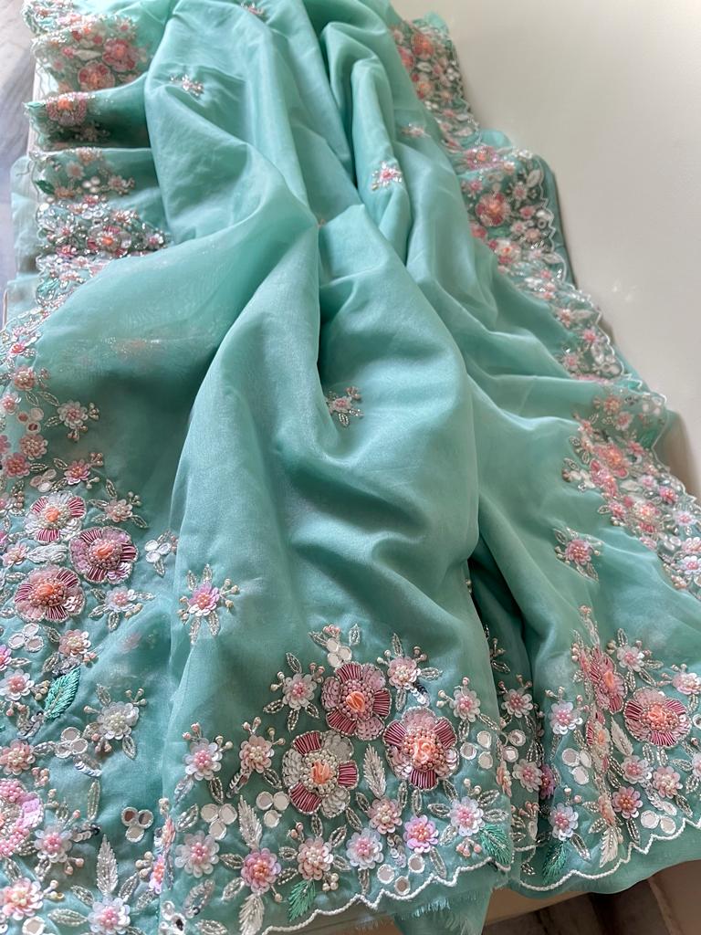 Laisha organza sequence reception saree