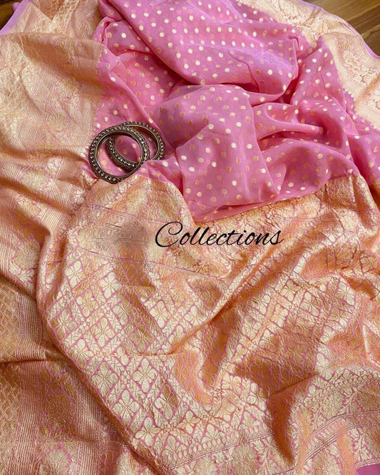 Pink handwoven banarsi saree Royal Sarees