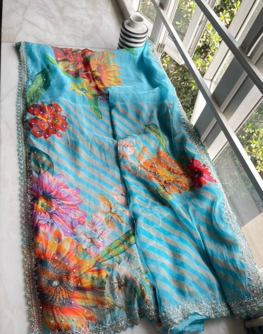 Floral organza saree