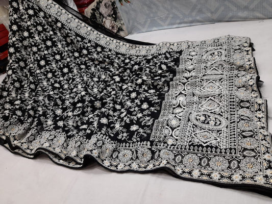 Anas Lucknowi gorgette saree