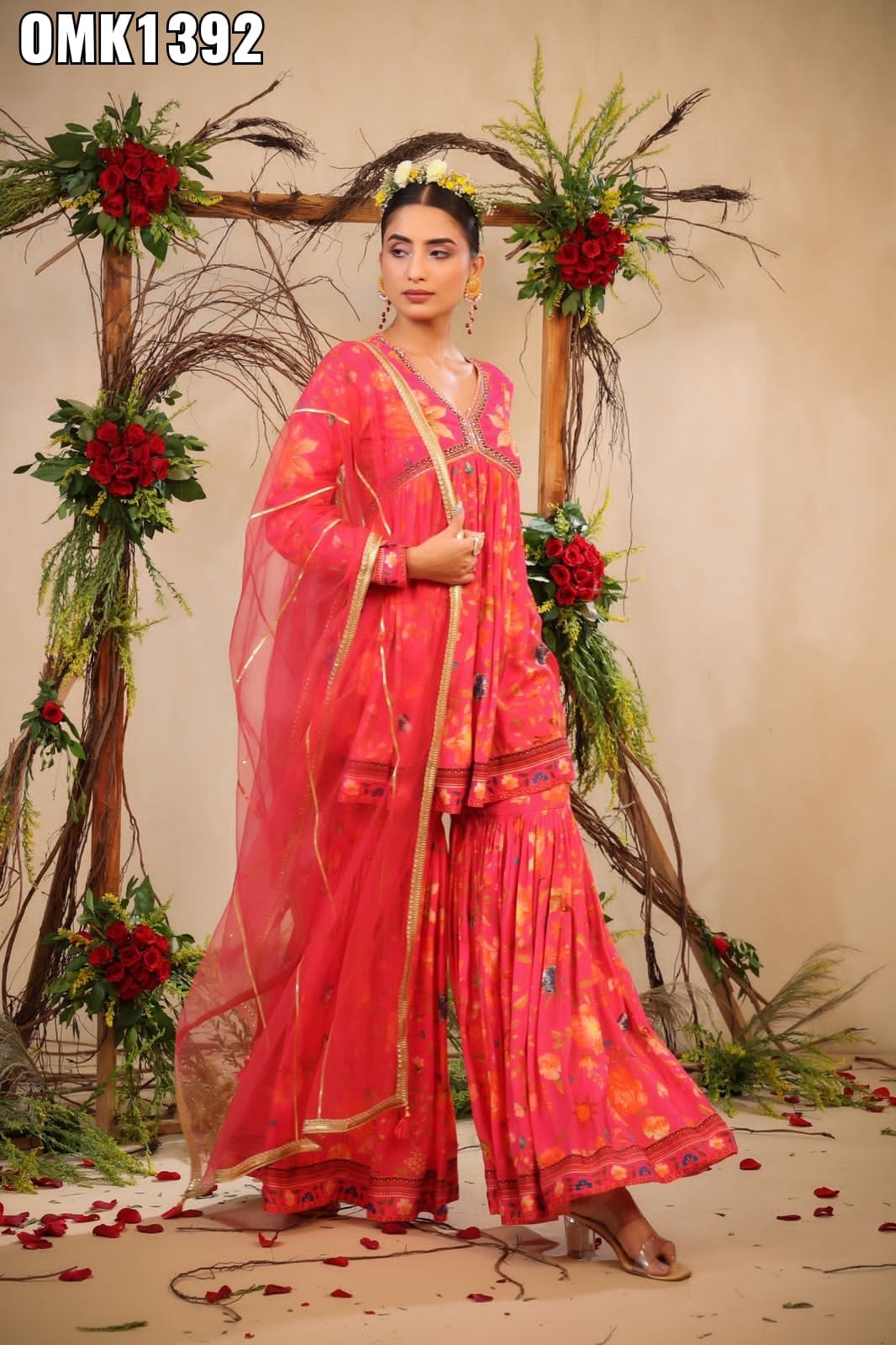 Varnia peplum sharara dress