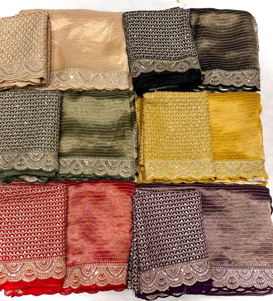 Striped kanjivaram inspired tissue saree