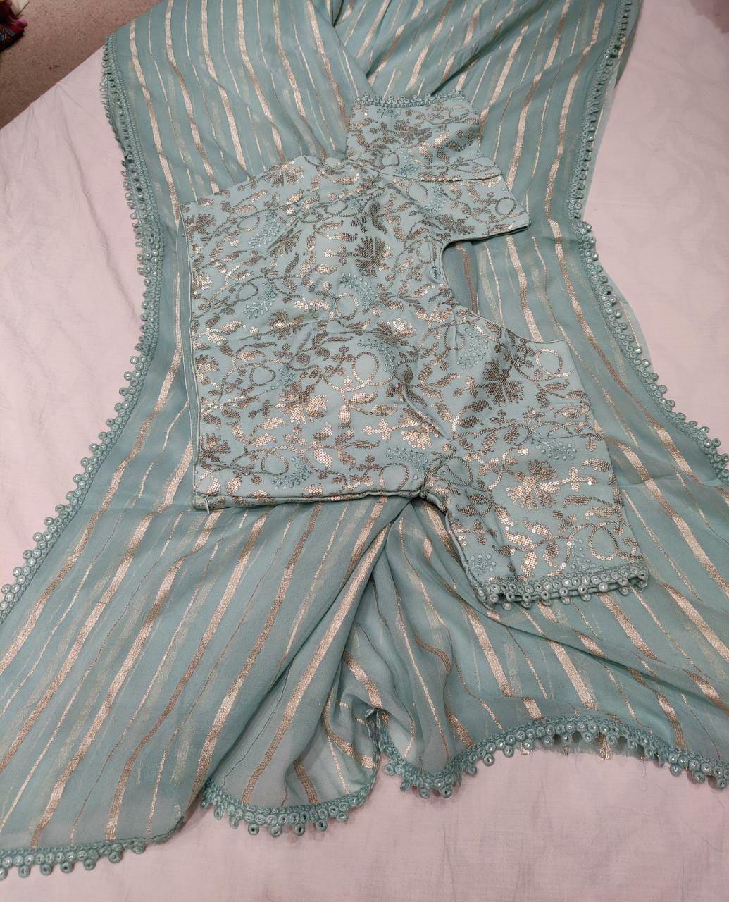 Bezil gorgette striped saree