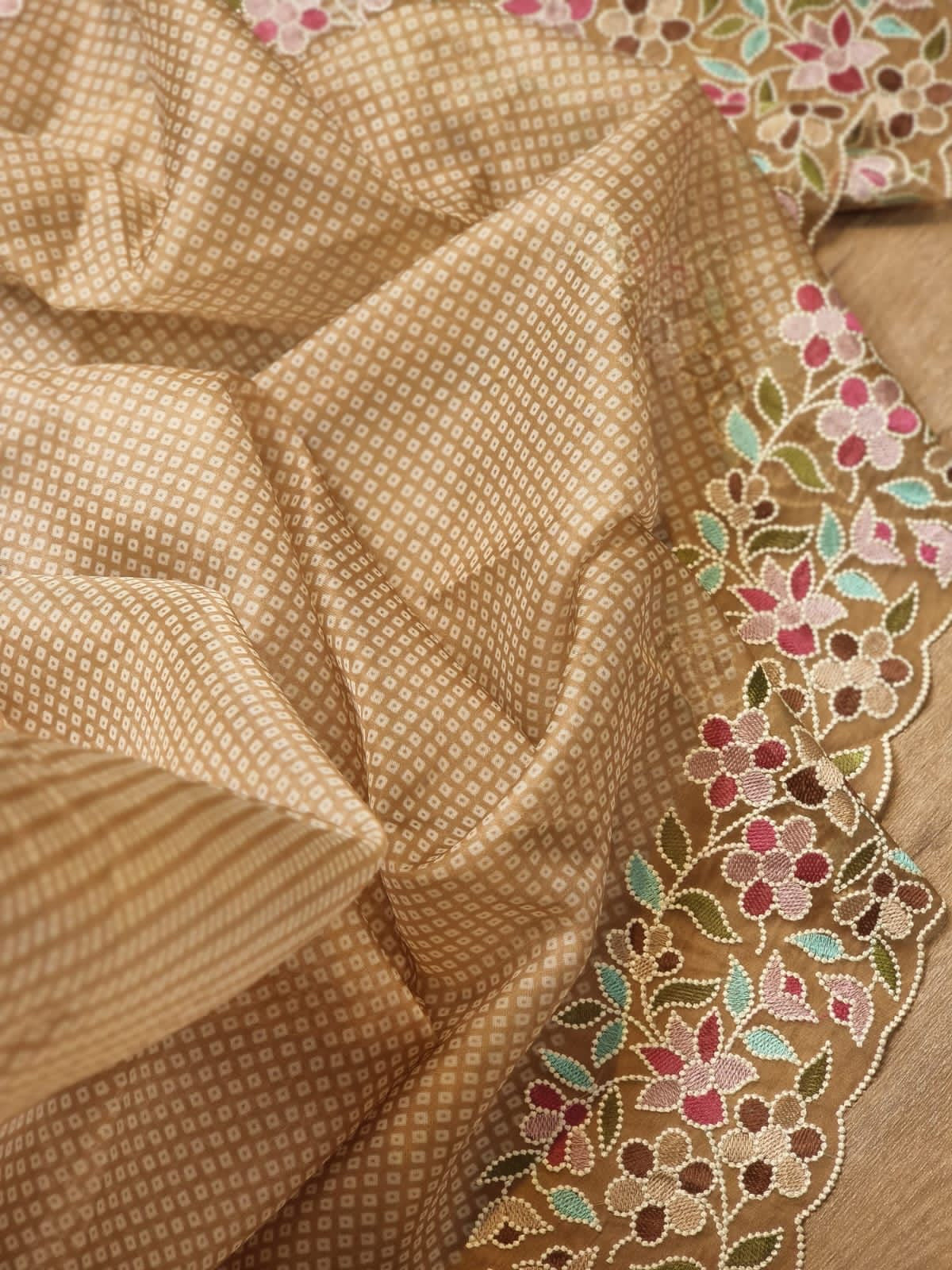 Bandhej printed organza silk sarees