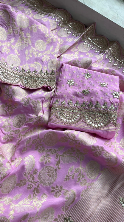 Liami Khaddi Gorgette saree gotta Patti sarees wedding saree blouse
