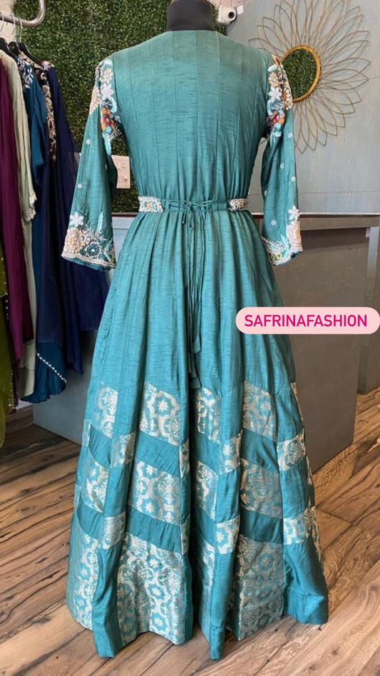 Blue Indowestern Dress Sangeet Women Dress