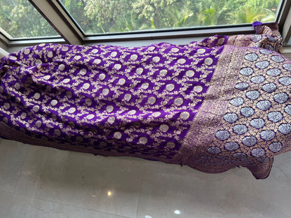 Royal Blue khaddi saree Gorgette saree Indian sari blouse