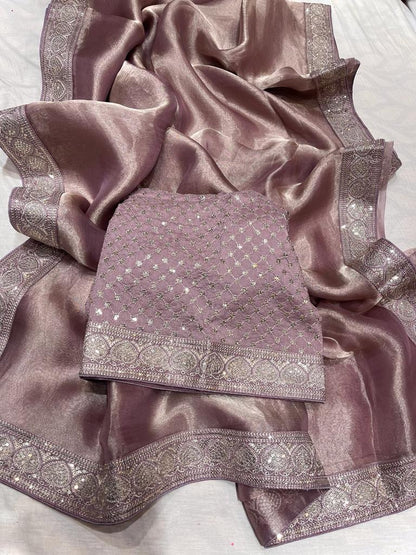 Inisha tissue Partywear saree women sari