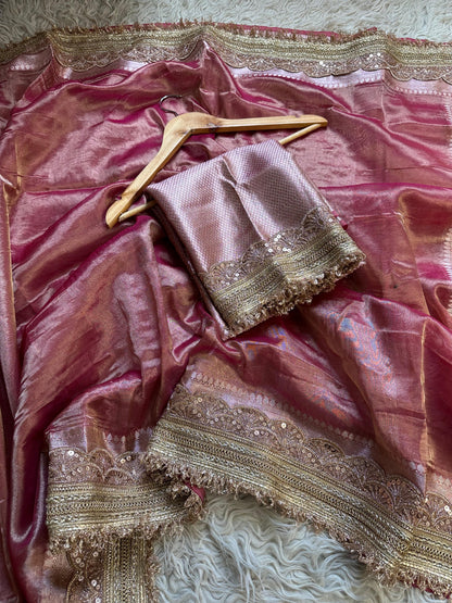 Maharani inspired tissue saree Zari saree premium sari blouse