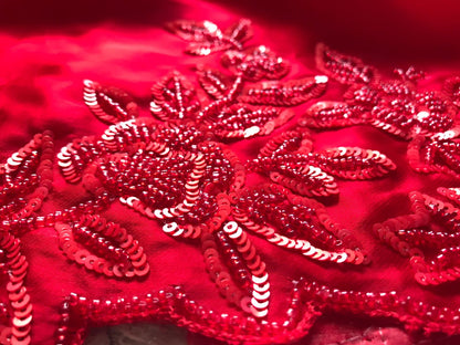 Red Satin Luxury premium Organza sarees