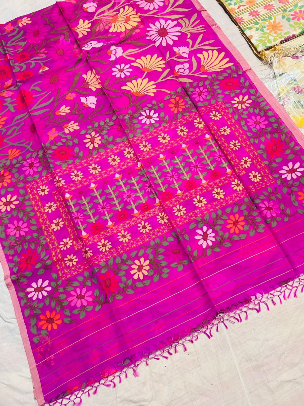 Vania pink tantuj jamdani saree Indian sari