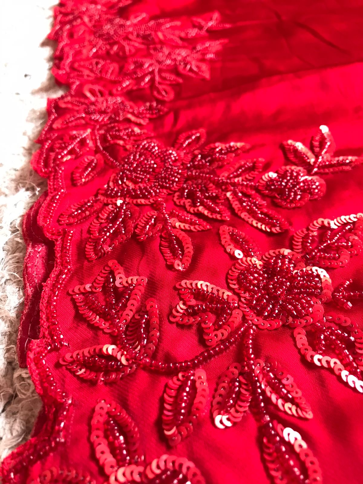Red Satin Luxury premium Organza sarees