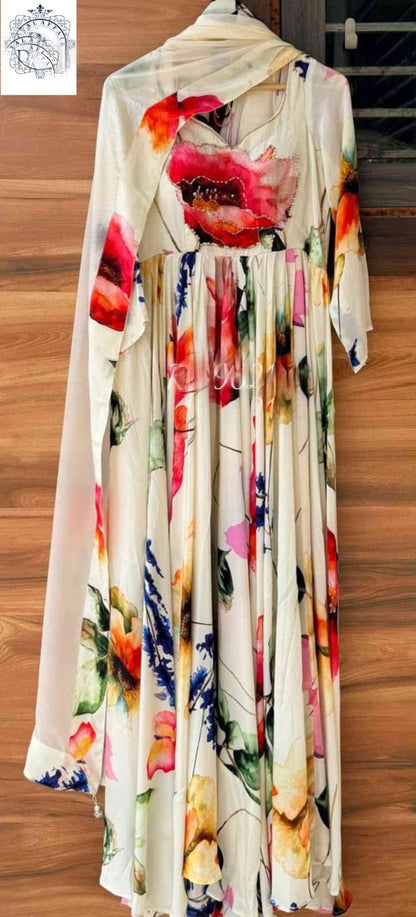 Designer crepe stitched dress Anarkali dress Partywear dresses