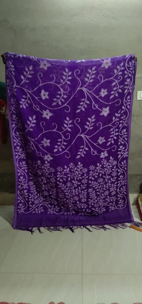 Purple Muslim Jamdani Saree