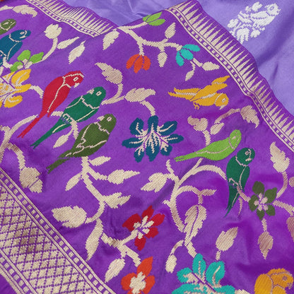 Purple Katan silk saree handwoven sarees blouse