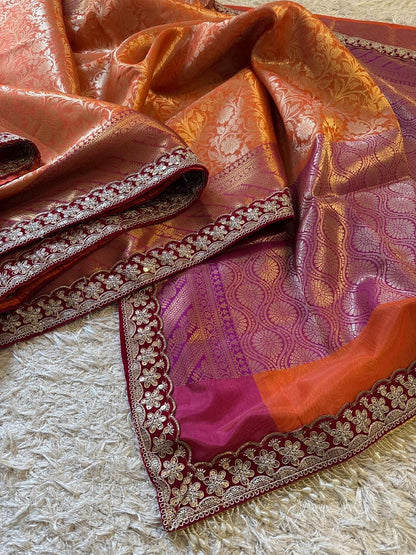 Handmade Banarsi tissue saree Indian wedding saree bridal sari blouse