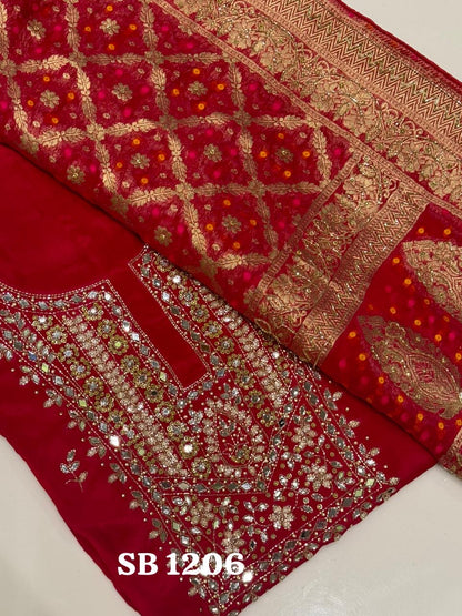 Rubika Chinon Handwork salwar suit Indian salwar kameez