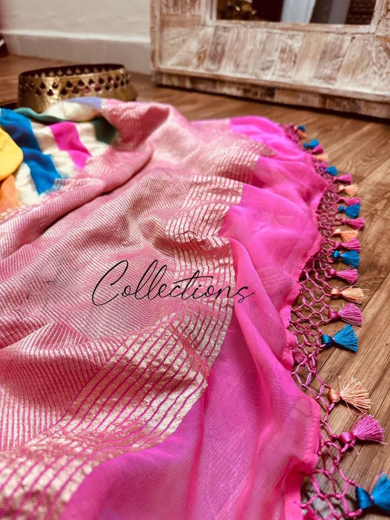 Rangkat handwoven khaddi gorgette saree