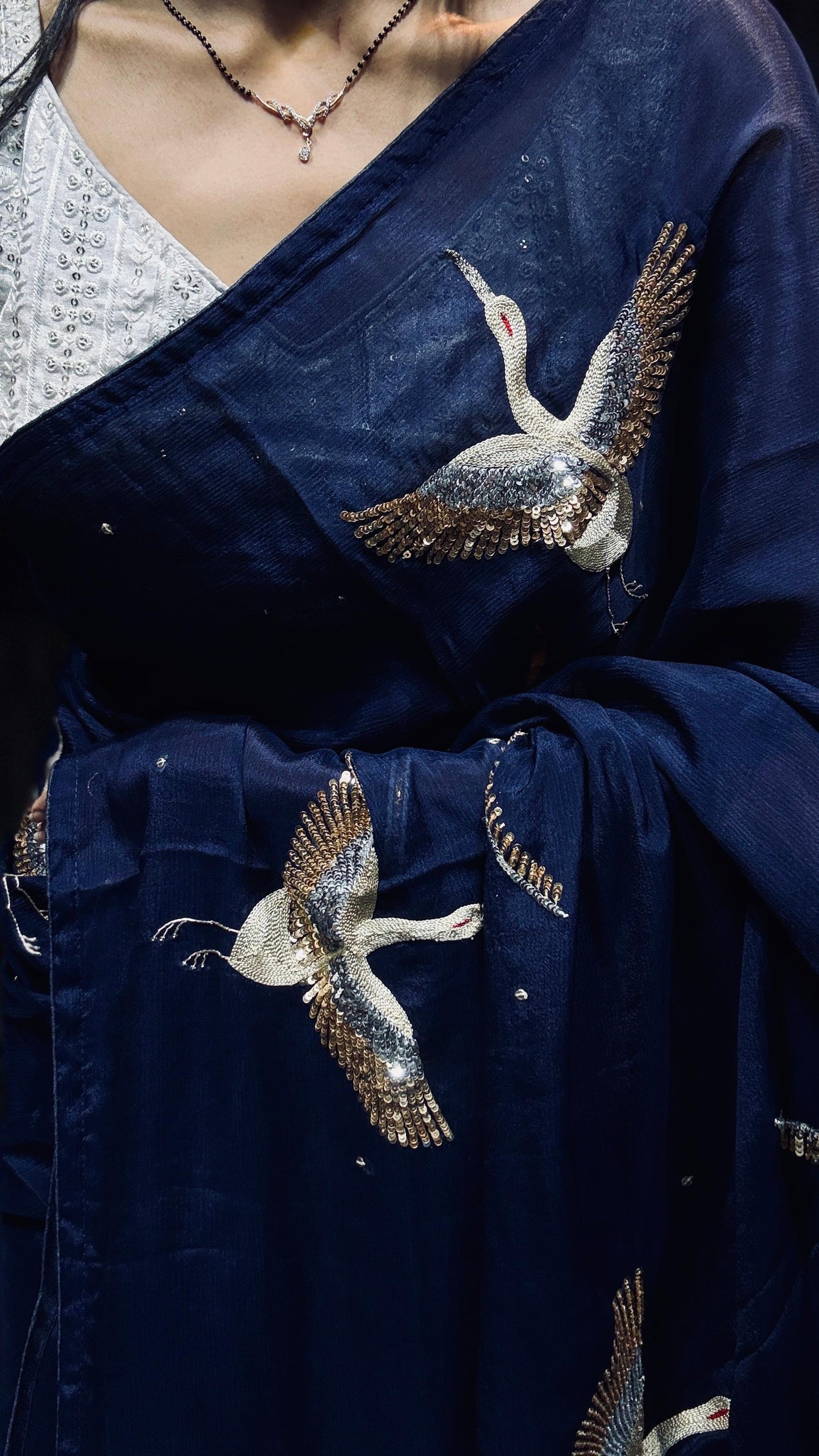 Flamingo inspired saree father saree Partywear sarees blouse