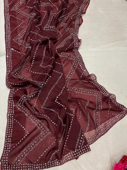 Nishin sequence Organza Saree Indian Saree