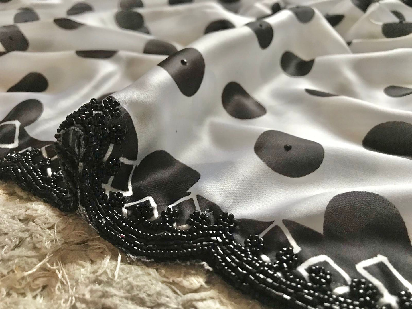 Celebrity inspired satin saree polka dot saree Partywear sari Indian sarees