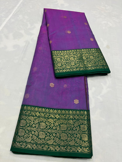 Purple Chanderi saree Indian sari blouse women sarees