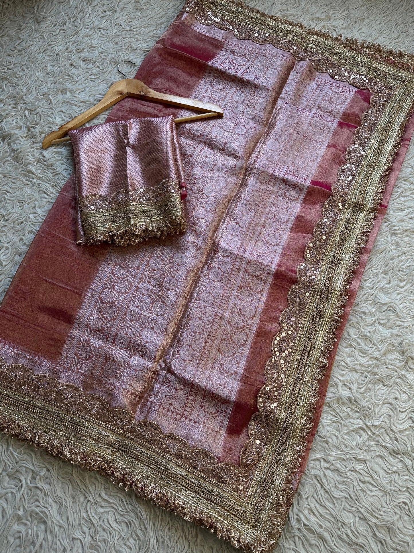 Maharani inspired tissue saree Zari saree premium sari blouse