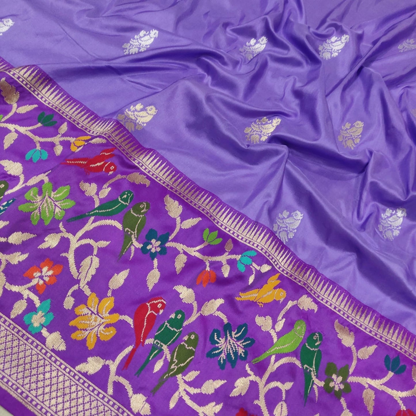 Purple Katan silk saree handwoven sarees blouse