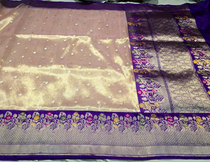 Handwoven Banarsi kora saree Minakari saree blouse Indian sarees