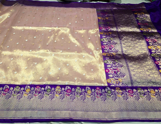 Handwoven Banarsi kora saree Minakari saree blouse Indian sarees