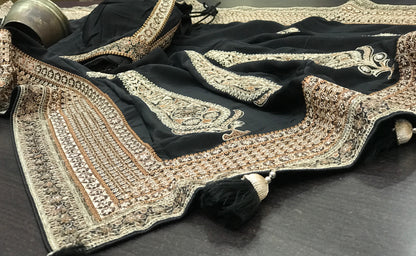 Crepe silk saree paisley inspired sari blouse reception sarees