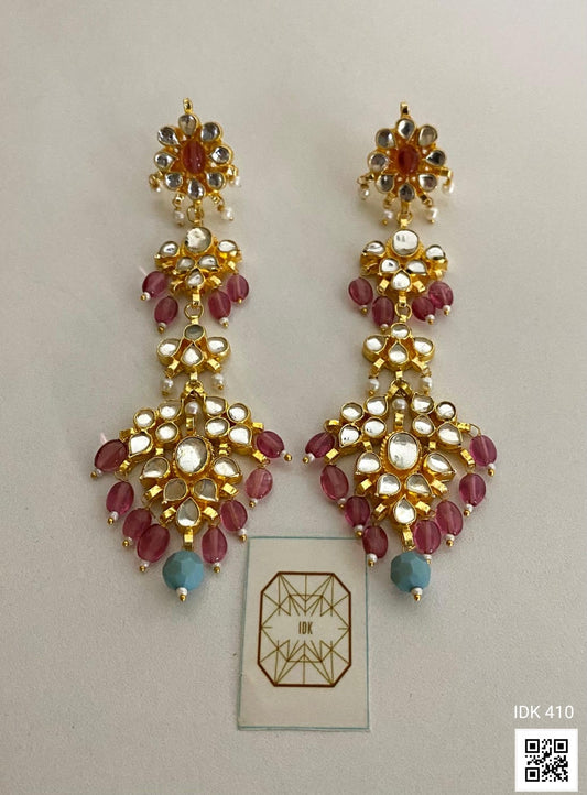 Peach Kundan earrings Indian Jewelery Kundan Jewelery