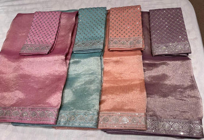 Inisha tissue Partywear saree women sari