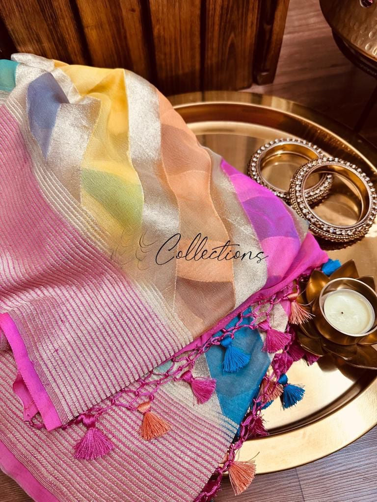 Rangkat handwoven khaddi gorgette saree