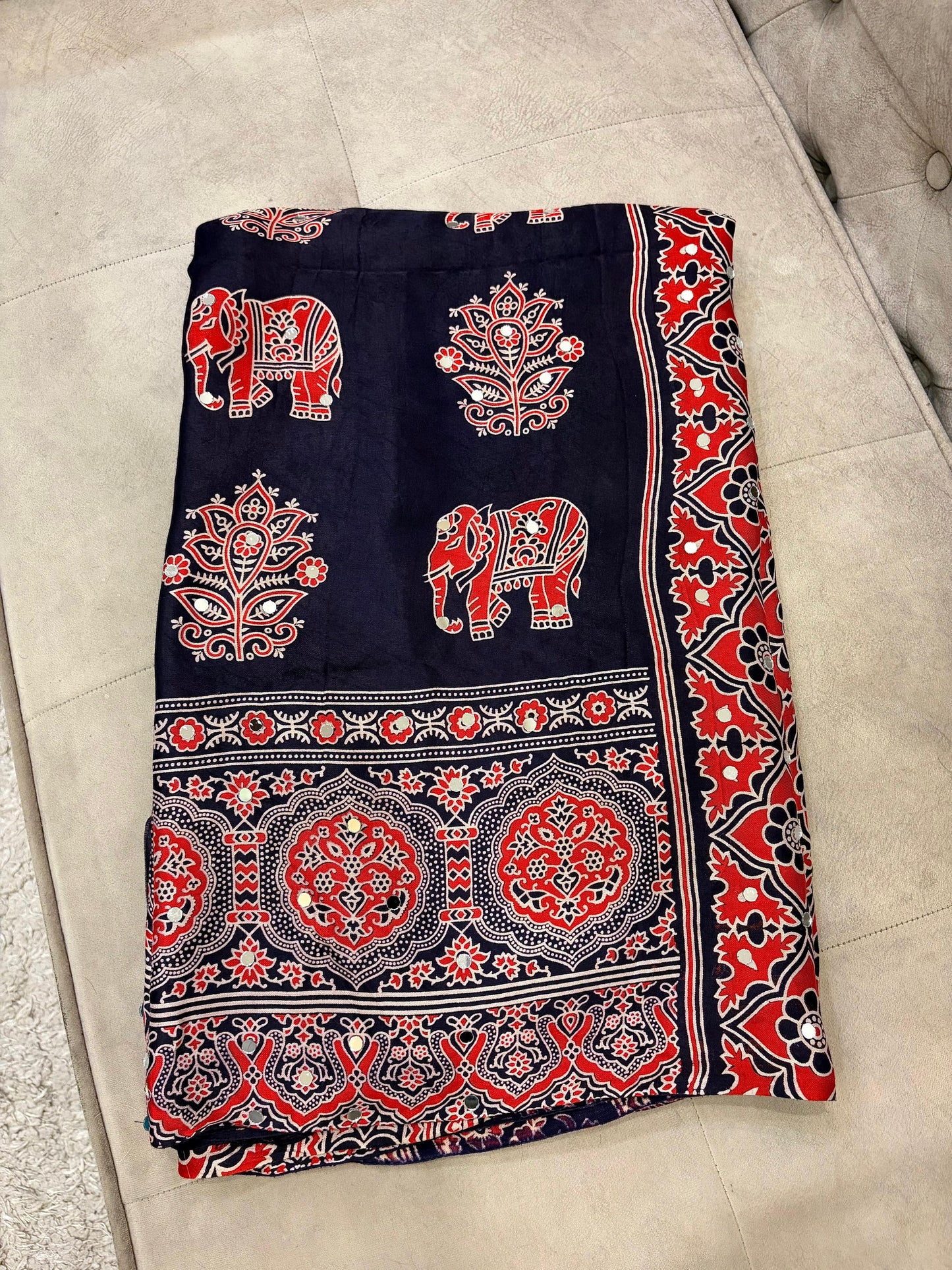 Navy blue saree ajrakh saree Indian sarees