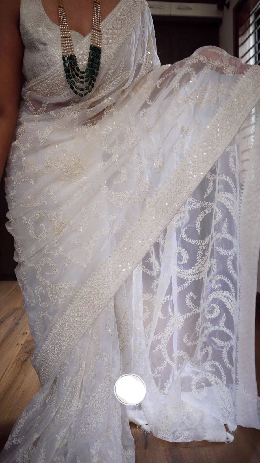 White gracious saree organza saree Chikankari sarees