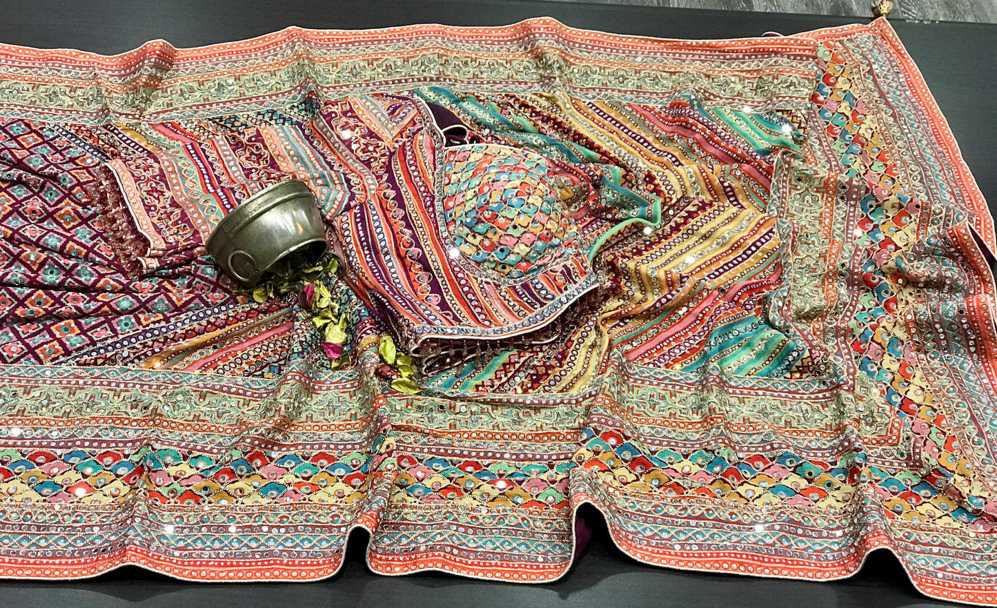 Celebrity inspired saree ajrakh printed sarees women sari readymade blouse