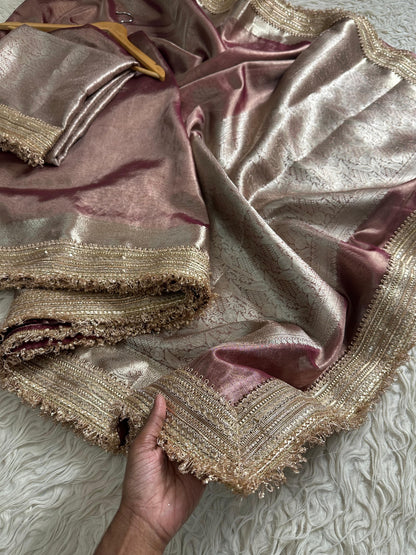 Lace tissue saree trendy sari partywear saree blouse