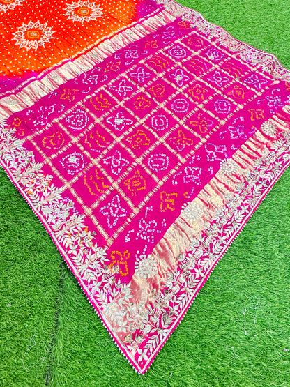 Handmade gajji silk saree gottapatti sari gharchola pallu sari