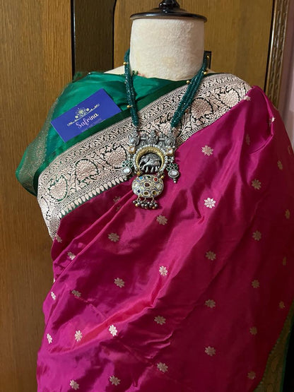 Pink Katan silk saree indian sari
