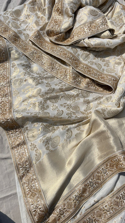 Lilani khaddi Gorgette Saree traditional sari