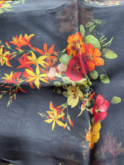 Organza saree floral saree partywear sari