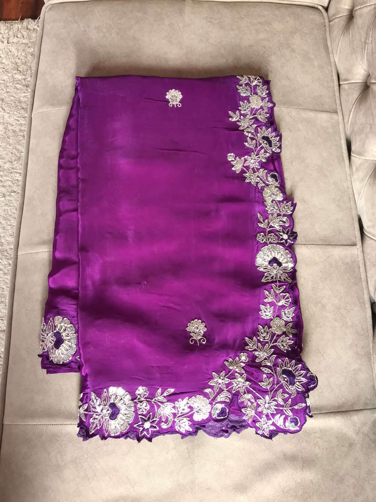 Luxury premium purple crepe silk sarees