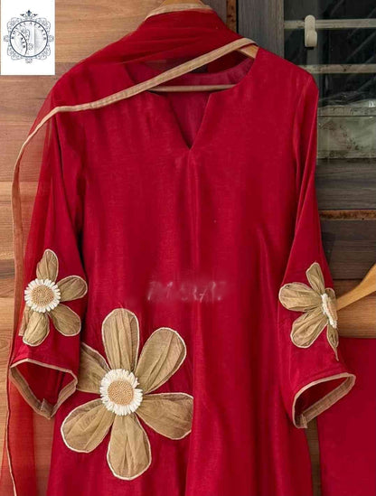 Floral silk stitched designer dress Partywear dress Indian dresses