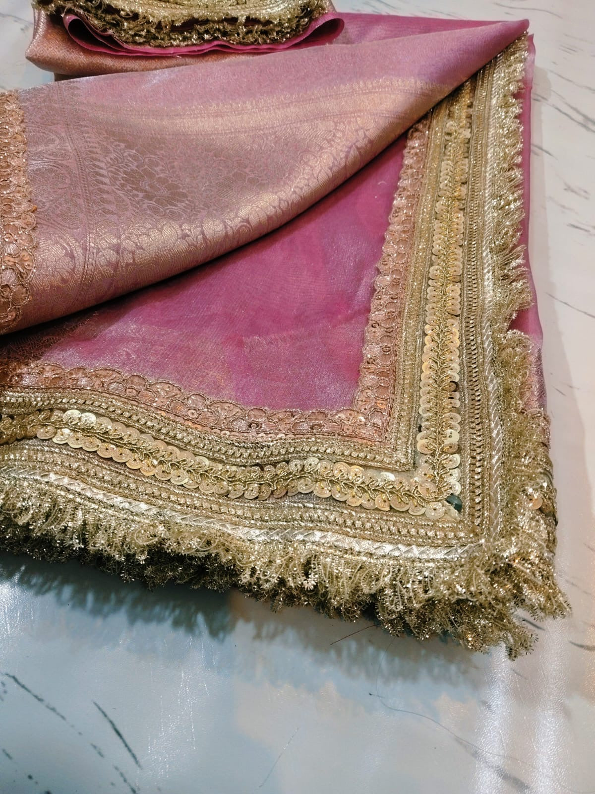 Pink saree Banarsi tissue silk saree Partywear sarees